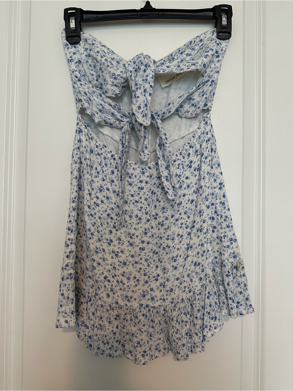 Blue Floral Tie-Back Mini Dress